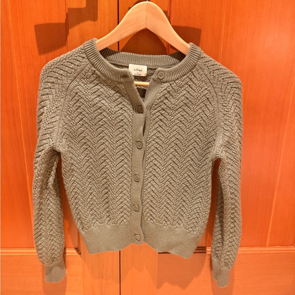 Wilfred Olive Green Knit Button-Front Cardigan